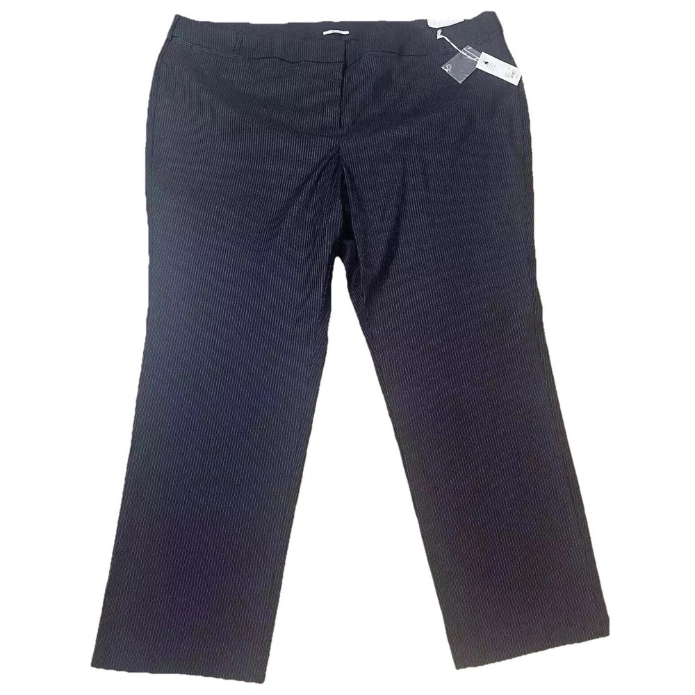 Lane Bryant 26 R Dress Pants Pin Stripe The Allie Stretch Black Straight Leg NWT
